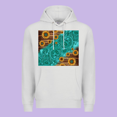 Tooled Leather And Sunflowers Premium Hoodie Designed By Jasminsmagicworld