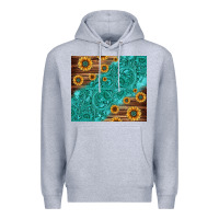 Heather Grey Tooled Leather And Sunflowers Premium Hoodie - Jasminsmagicworld