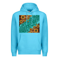 Ocean Blue Tooled Leather And Sunflowers Premium Hoodie - Jasminsmagicworld