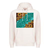 Pale Pink Tooled Leather And Sunflowers Premium Hoodie - Jasminsmagicworld