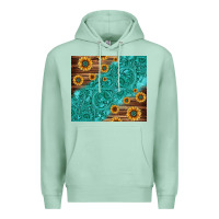 Seafoam Tooled Leather And Sunflowers Premium Hoodie - Jasminsmagicworld