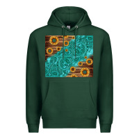 Sports Green Tooled Leather And Sunflowers Premium Hoodie - Jasminsmagicworld