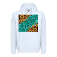 White Tooled Leather And Sunflowers Premium Hoodie - Jasminsmagicworld