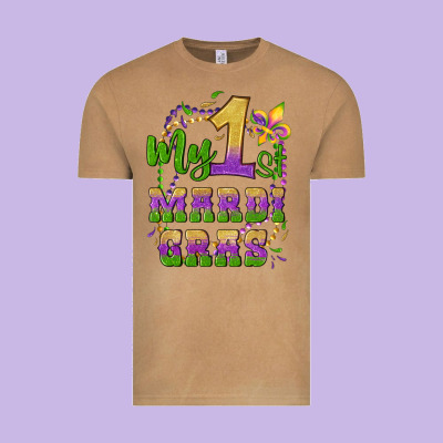 My First Mardi Gras Glitter Fleur De Lis Vintage Tee Designed By Artiststas