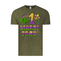Vintage Olive my first mardi gras glitter fleur de lis Vintage Tee - Artiststas