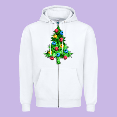Sequin's Christmas Tree Zipper Hoodie Designed By Zillion Design Studio