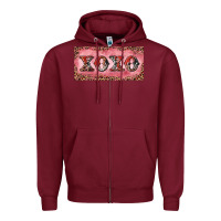 Burgundy Xoxo cowhide and leopard Zipper Hoodie - RanaPortraitStore