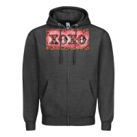 Charcoal Heather Xoxo cowhide and leopard Zipper Hoodie - RanaPortraitStore
