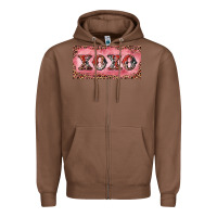 Chestnut Xoxo cowhide and leopard Zipper Hoodie - RanaPortraitStore