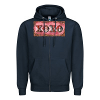 Navy Xoxo cowhide and leopard Zipper Hoodie - RanaPortraitStore