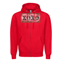 Red Xoxo cowhide and leopard Zipper Hoodie - RanaPortraitStore