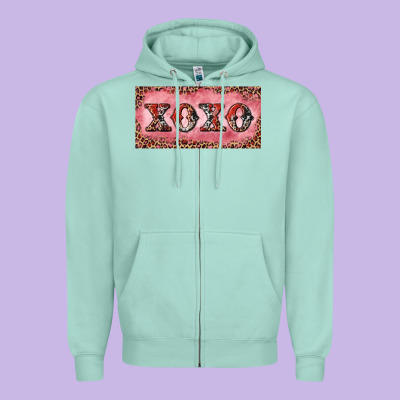 Zipper Hoodie Xoxo cowhide and leopard