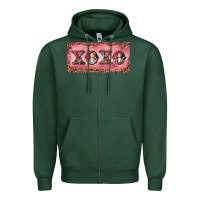 Sports Green Xoxo cowhide and leopard Zipper Hoodie - RanaPortraitStore