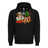 Black santa and reindeer Zipper Hoodie - Zillion Design Studio