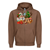 Chestnut santa and reindeer Zipper Hoodie - Zillion Design Studio