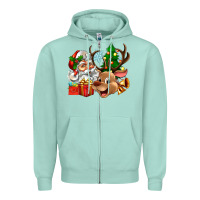 Seafoam santa and reindeer Zipper Hoodie - Zillion Design Studio