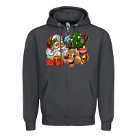Smoke santa and reindeer Zipper Hoodie - Zillion Design Studio