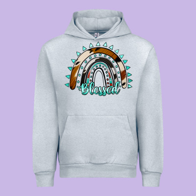 Blessed Rainbow Cowhide Aztec Urban Hoodie Designed By Jasminsmagicworld