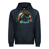 Navy blessed rainbow cowhide aztec Urban Hoodie - Jasminsmagicworld
