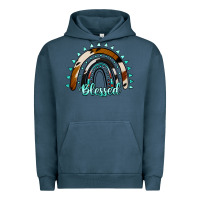 Pigment Midnight Navy blessed rainbow cowhide aztec Urban Hoodie - Jasminsmagicworld