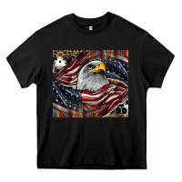 Black American eagle Heavy Core Tee - CowhideDigitalArt