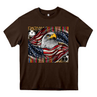 Chocolate Brown American eagle Heavy Core Tee - CowhideDigitalArt