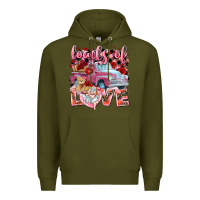 Army Green loads of love valentines day truck Premium Hoodie - NancyCooperArtShop