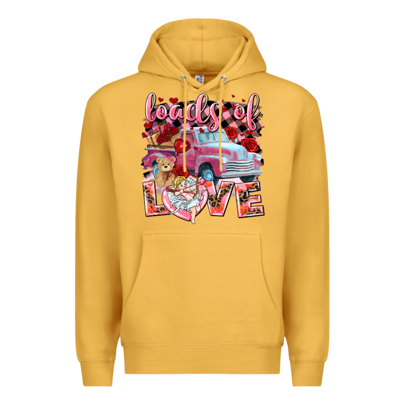 Loads Of Love Valentines Day Truck Premium Hoodie by NancyCooperArtShop | Teevron