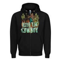 Black ride em cowboy Zipper Hoodie - texasbilliewilder
