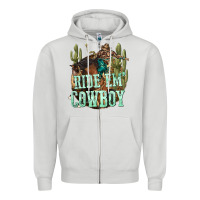 Dove Grey ride em cowboy Zipper Hoodie - texasbilliewilder