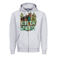 Heather Grey ride em cowboy Zipper Hoodie - texasbilliewilder