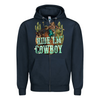 Navy ride em cowboy Zipper Hoodie - texasbilliewilder