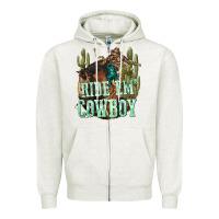 Oatmeal Heather ride em cowboy Zipper Hoodie - texasbilliewilder