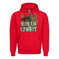 Red ride em cowboy Zipper Hoodie - texasbilliewilder