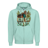 Seafoam ride em cowboy Zipper Hoodie - texasbilliewilder