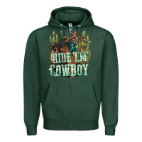 Sports Green ride em cowboy Zipper Hoodie - texasbilliewilder