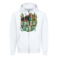 White ride em cowboy Zipper Hoodie - texasbilliewilder