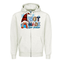 Oatmeal Heather not made for winter with gnome Zipper Hoodie - Zillion Design Studio
