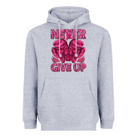 Heather Grey never give up cancer Heavyweight Hoodie - texasbilliewilder