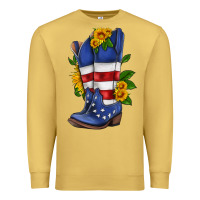 Antique Gold american cowboy boot with sunflower Premium Sweatshirt - HRA Design Shop