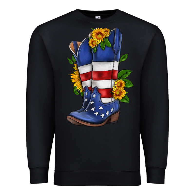 American Cowboy Boot With Sunflower Premium Sweatshirt by HRA Design Shop | Teevron