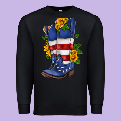 American Cowboy Boot With Sunflower Premium Sweatshirt Designed By Hra Design Shop