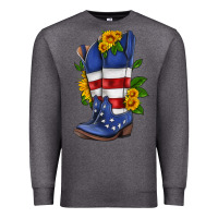 Charcoal Heather american cowboy boot with sunflower Premium Sweatshirt - HRA Design Shop