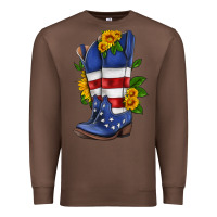 Chestnut american cowboy boot with sunflower Premium Sweatshirt - HRA Design Shop