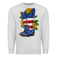 Dove Grey american cowboy boot with sunflower Premium Sweatshirt - HRA Design Shop