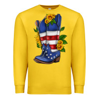 Lemon american cowboy boot with sunflower Premium Sweatshirt - HRA Design Shop