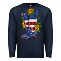 Navy american cowboy boot with sunflower Premium Sweatshirt - HRA Design Shop