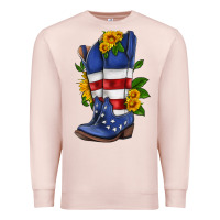 Pale Pink american cowboy boot with sunflower Premium Sweatshirt - HRA Design Shop