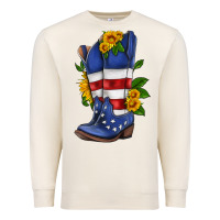 Sandshell american cowboy boot with sunflower Premium Sweatshirt - HRA Design Shop