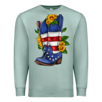 Seafoam american cowboy boot with sunflower Premium Sweatshirt - HRA Design Shop